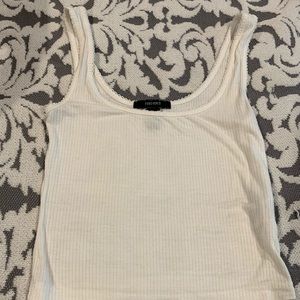 Forever21 White Ribbed Crop Top